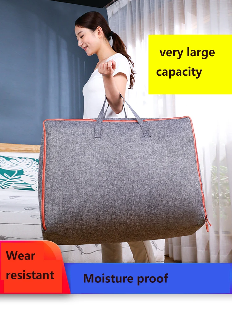 

Large-capacity canvas moving house luggage clothes storage portable extra large travel bag quilt big bag no smell