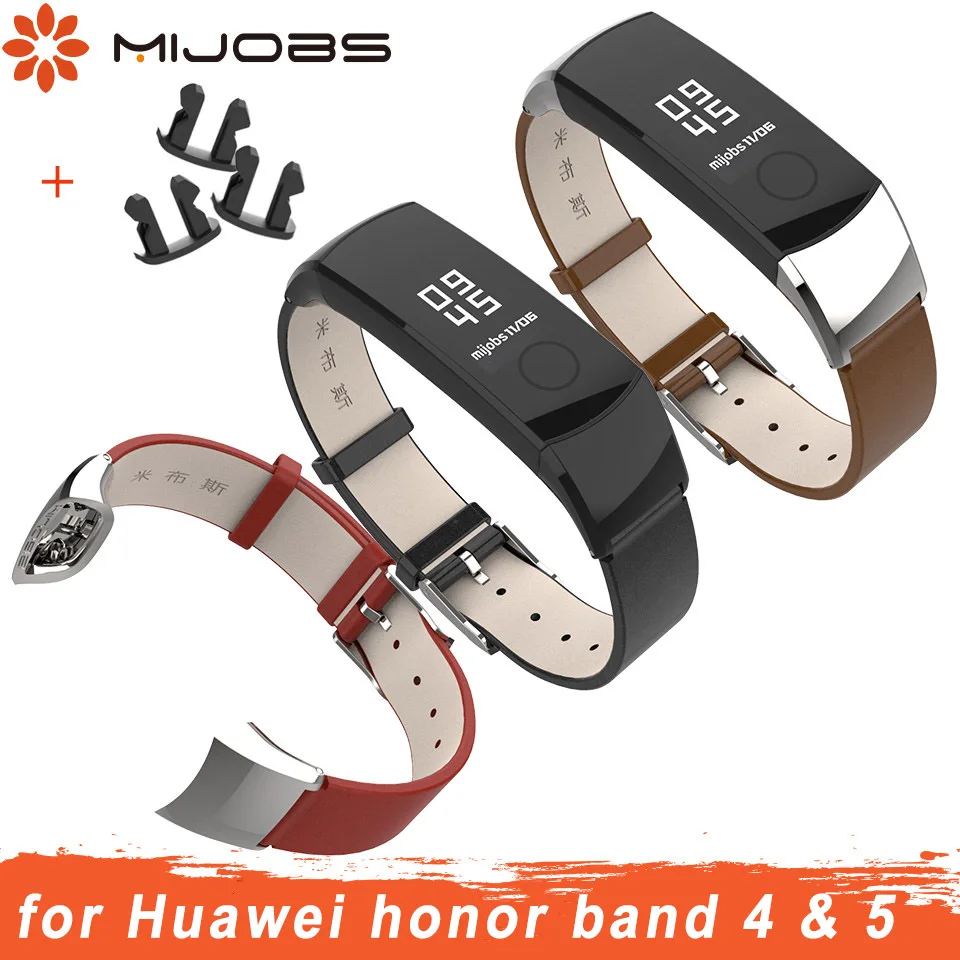 Mijobs ремешок из натуральной кожи для huawei Honor Band 4 ремешок для часов браслет для Honor Band 5 ремешок браслет умные аксессуары