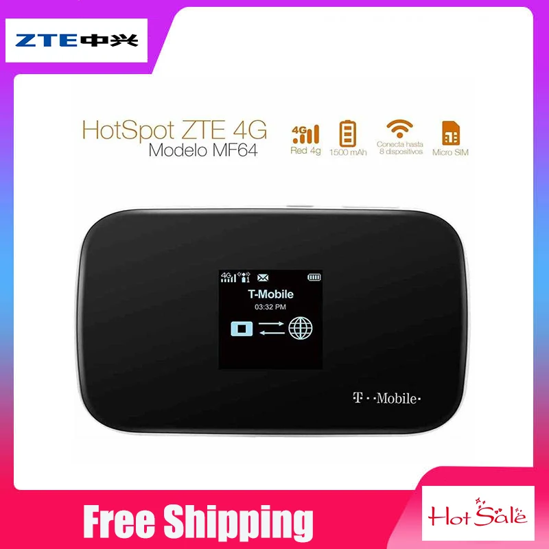 

Разблокированная Мобильная точка доступа Wi-Fi ZTE Z64, скорость загрузки до 21 Мбит/с, до 8 подключенных устройств, поддержка 3G 850/AWS/1900 МГц