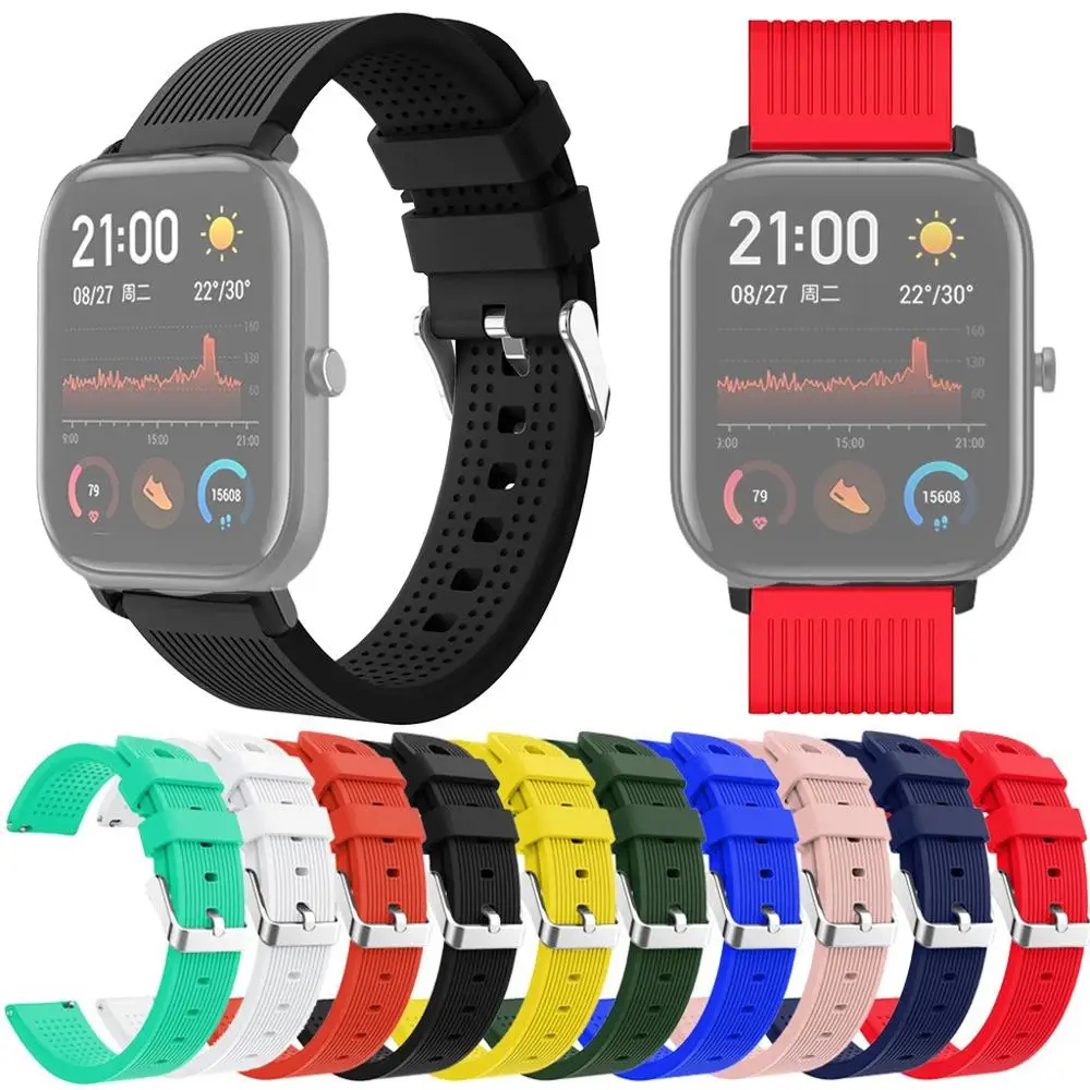 20 мм спортивный силиконовый ремешок на запястье для Xiaomi Huami Amazfit GTS/GTR galaxy active2 40 44 42
