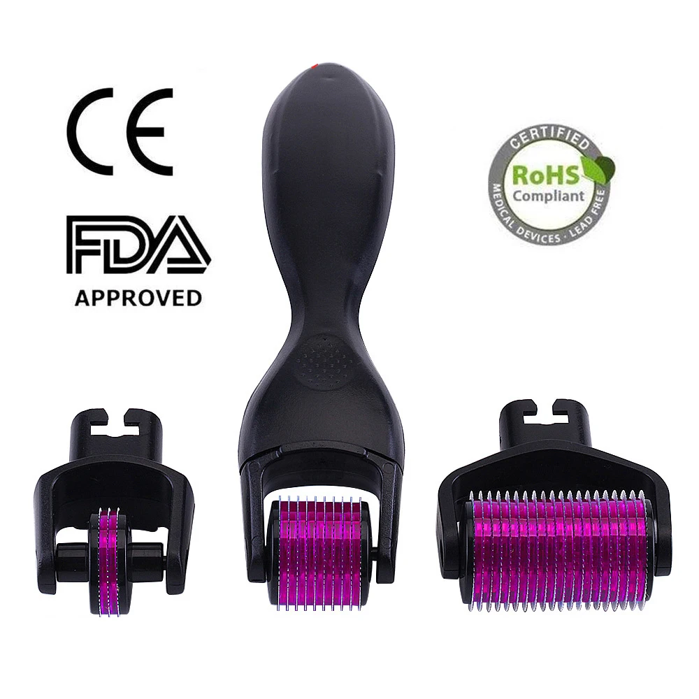 3 в 1 Титан иголочный Дерма ролик для массажер лицо тело и лечение выпадения волос