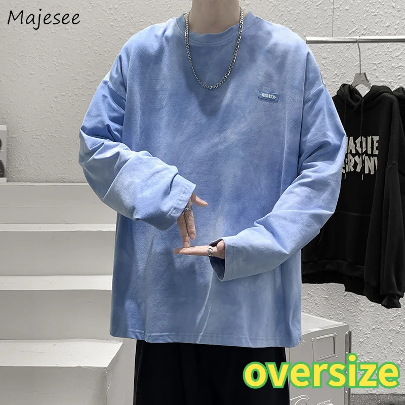 

Tie-dye T-shirts Men Harajuku M-5XL Oversized Long Sleeve T Shirt Male Loose Fashion High Street Round Neck Undershirts Couples