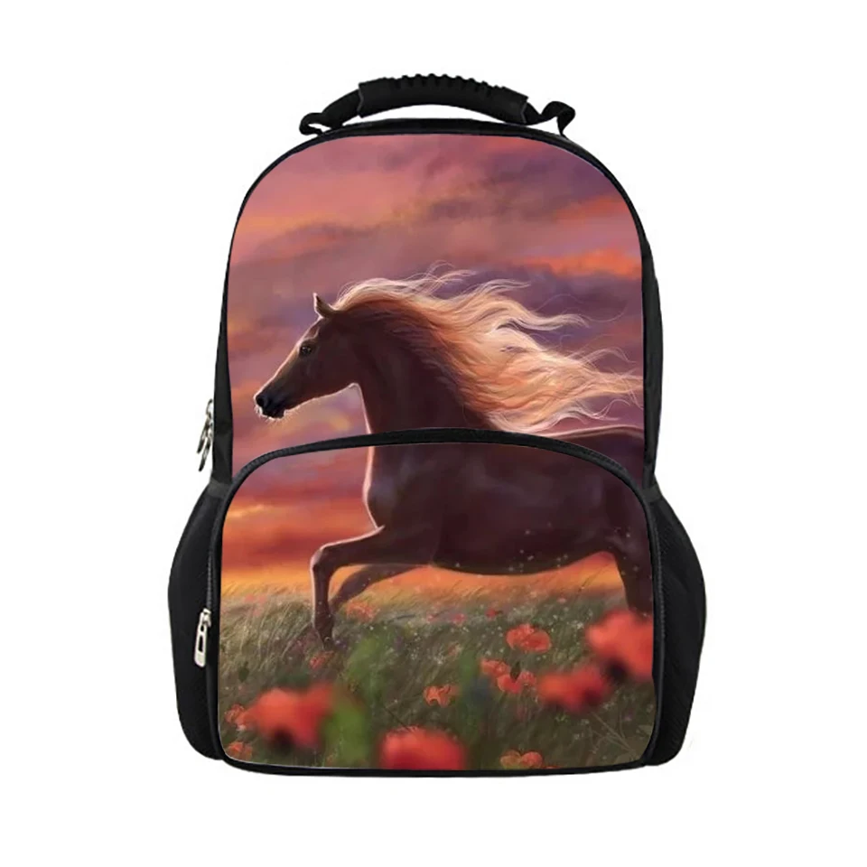 HaoYun Children's Backpacks Beautiful Horses Pattern Kids School Book Bags Cartoon Animal Teenagers Girls Large Backpack