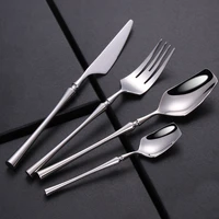 mirror dinner knife fork spoon kit 304 stainless steel kitchen dinnerware luxury cutlery set silver tableware for party wedding