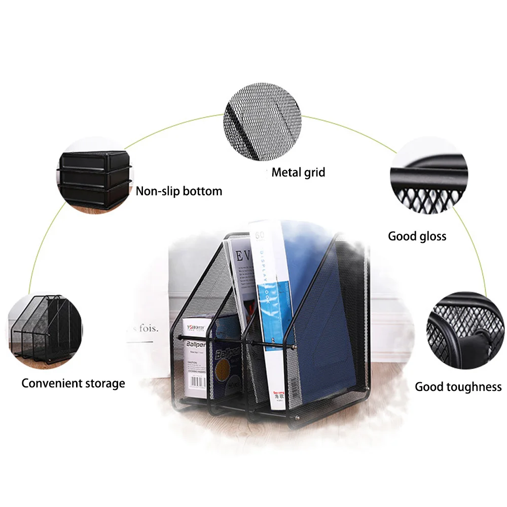 

Stable Metal File Holder Desktop Letter Sorter Mail Tray File Document Organiser Office Home Bookends Book Storage Holder