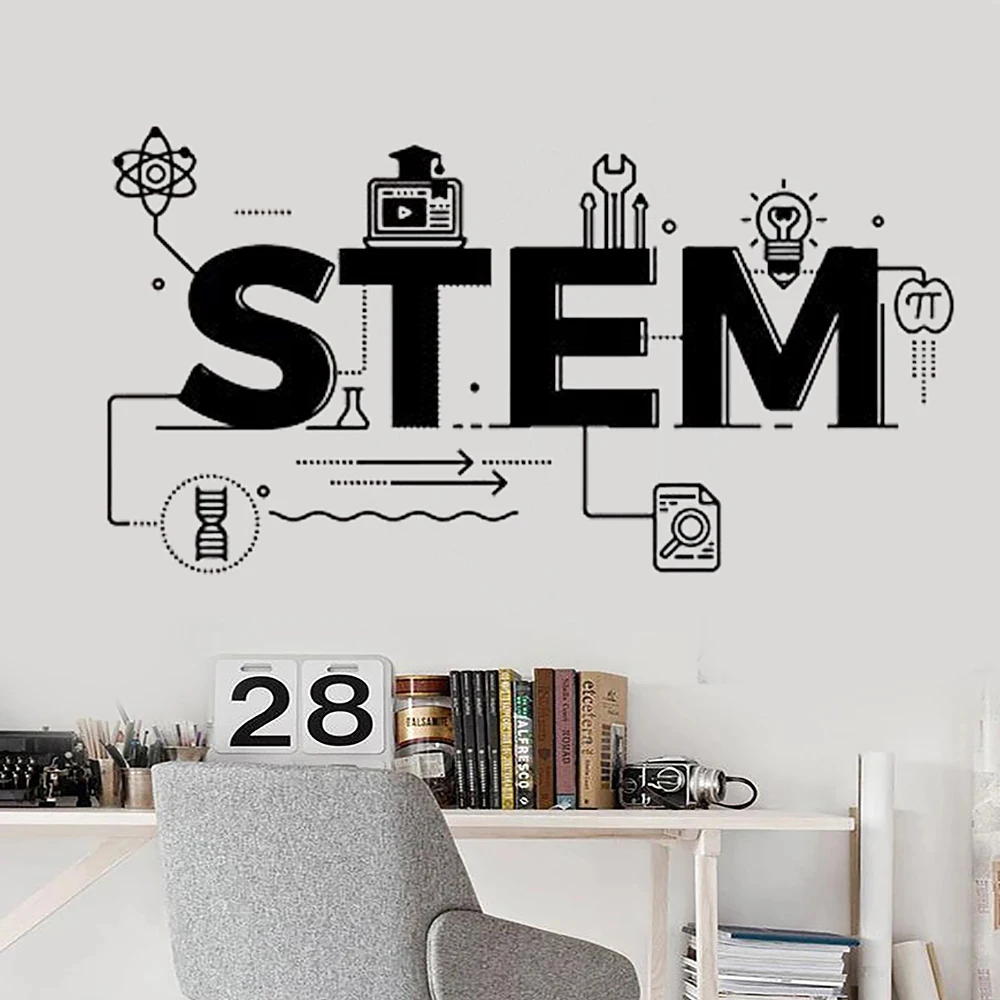 

STEM Science Wall Decals Vinyl Technology Engineering Mathematics Decoration Stickers Classroom School Interior Mural DW20107