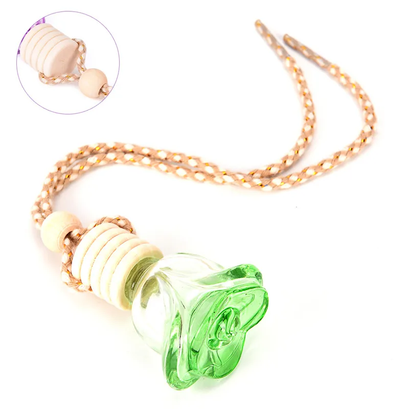 

1 шт. освежитель воздуха Эфирное Масла подвесная стеклянная бутылка флакон духов автомобиля авто-Стайлинг цветок Форма авто орнамент духи к...