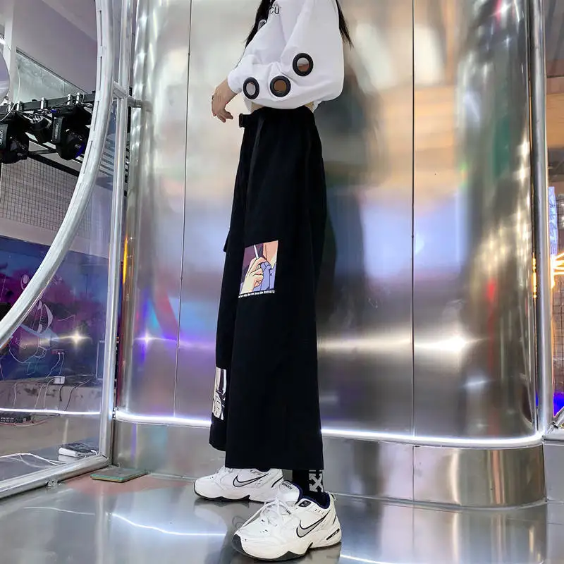 Брюки женские мешковатые штаны с поясом джоггеры завышенной талией и широкими