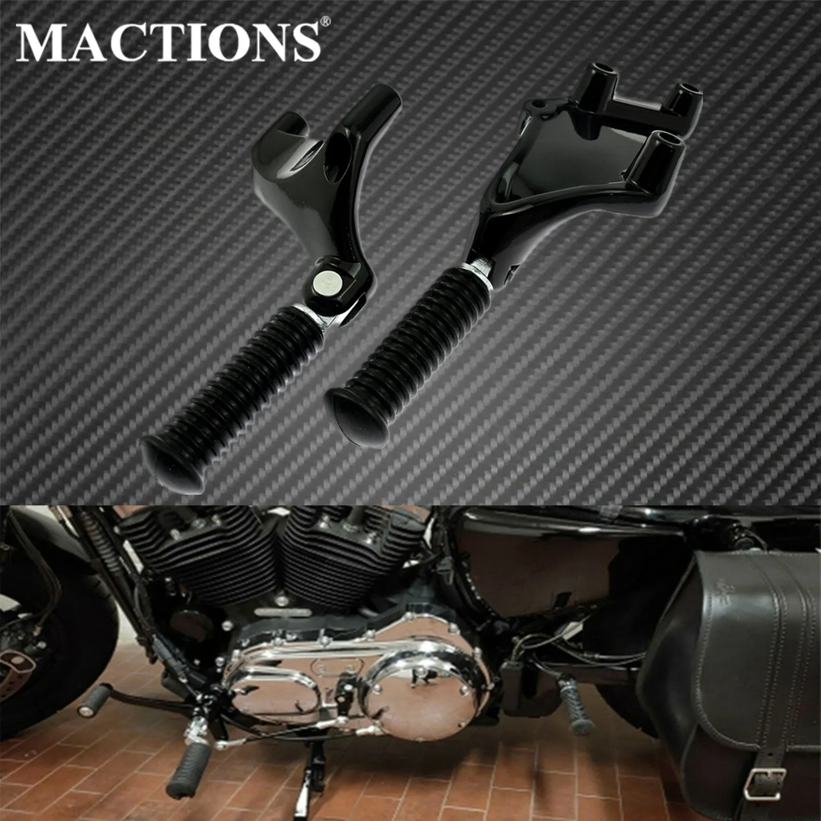 Motorcycle Rear Foot Rests Black Pegs Pedal Passenger Footpegs Mounting Kit For Harley Sportster XL 883 1200 2014-2020 2021
