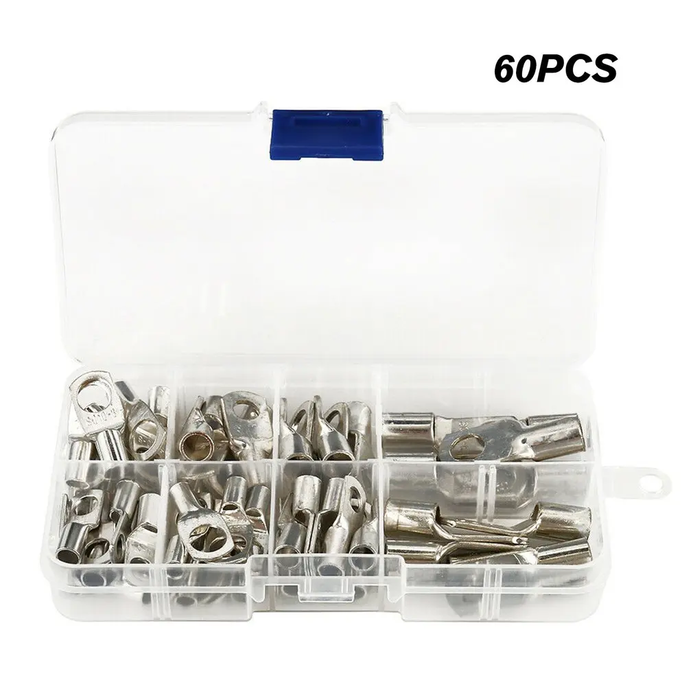 60 шт. Серебряный SC Луженая медь наконечник кольцо провода разъемы для батареи