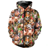 animal pig and horse funny collage pattern 3d printed mens zip hoodie harajuku hooded sweatshirt unisex casual jacket pullover