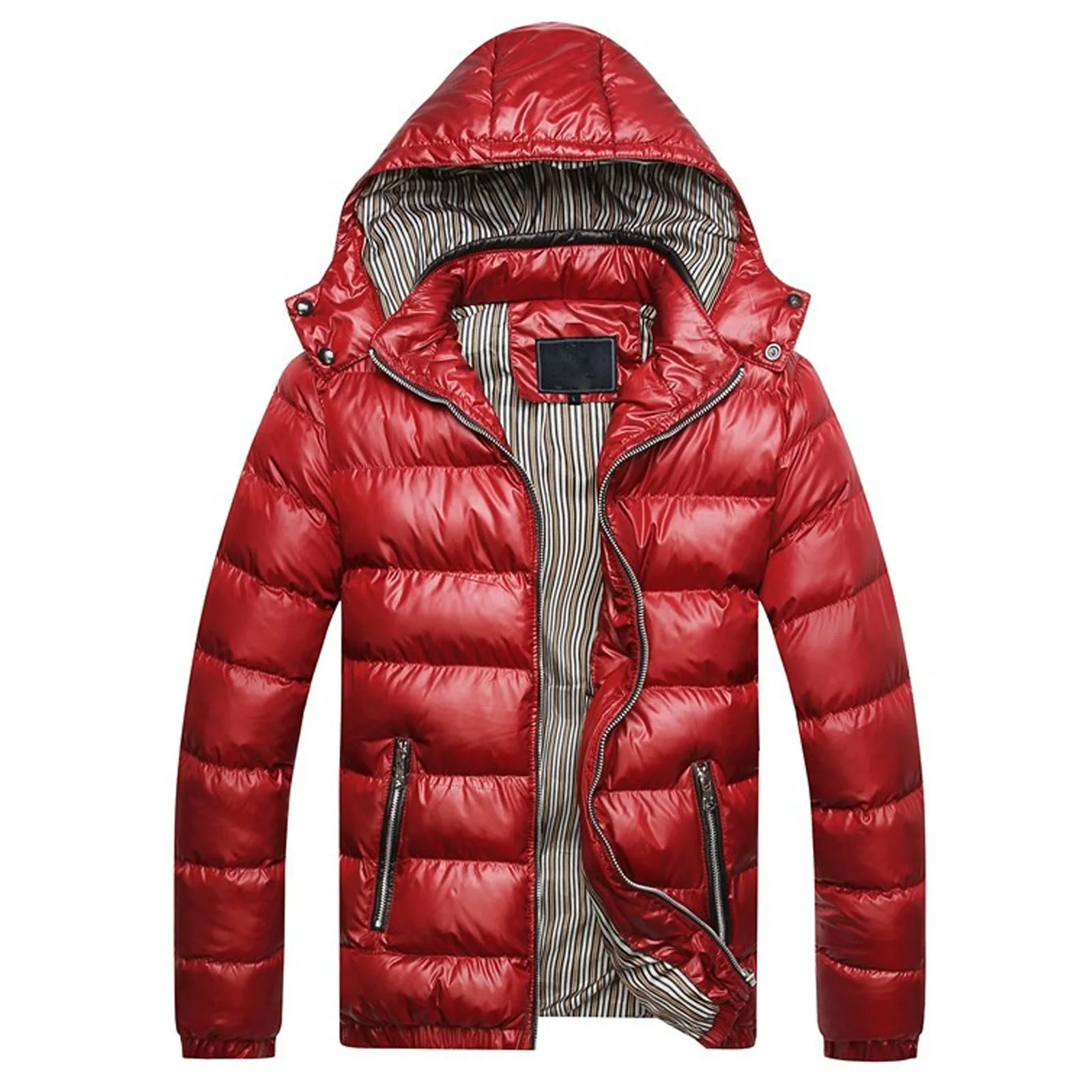 Men's Winter Parka Coat Hooded Hat Removable Cotton Jacket Casual Fashion Thickening Warm Padded Jacket Coat Outwear 2021