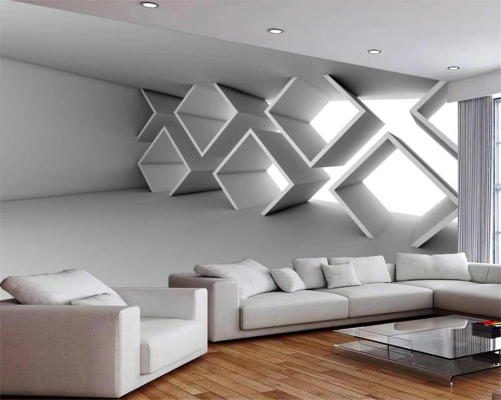 3D цементная стена beibehang геометрическое здание расширение пространства фото