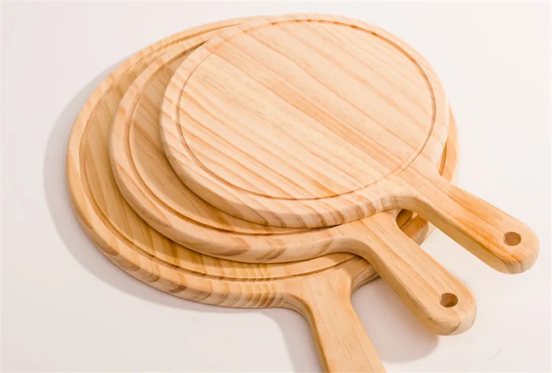 Деревянная доска для пиццы круглая с ручной кастрюлей Лоток Для Выпечки Пиццы