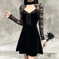 gothic vintage bodycon gothic grunge summer women dresses harajuku alt lace dress fall 2021 strap hollow out dress aesthetic emo