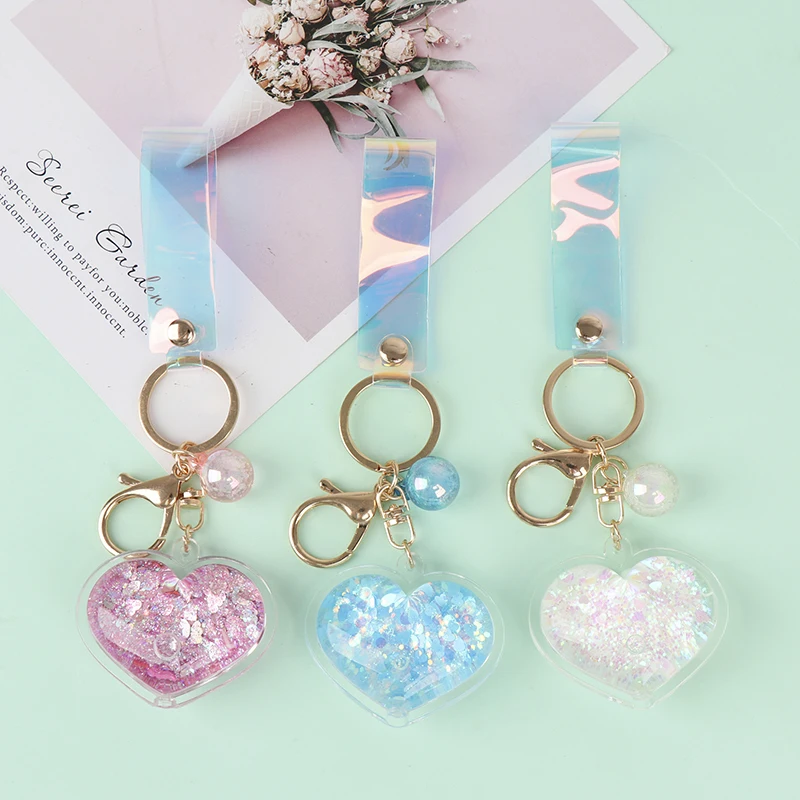 

1pc Floating Moving Liquid Quicksand Drift Bottle Keyring For Women Bag Pendant Cute Key Chain Women Keychain Gift Jewelry