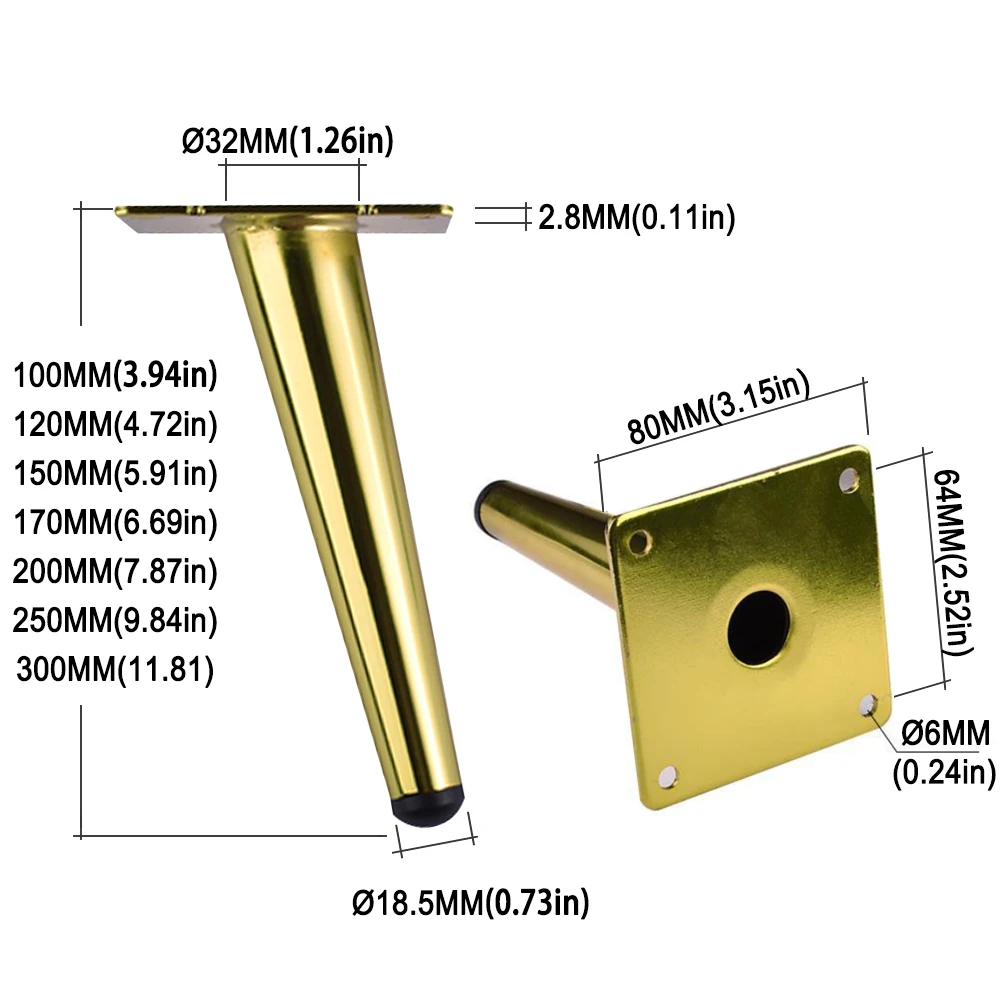 onuobao 4pcs wrought iron oblique cone furniture legs high strength sofa leg kitchen cabinet table leg furniture feet 10 30cm free global shipping