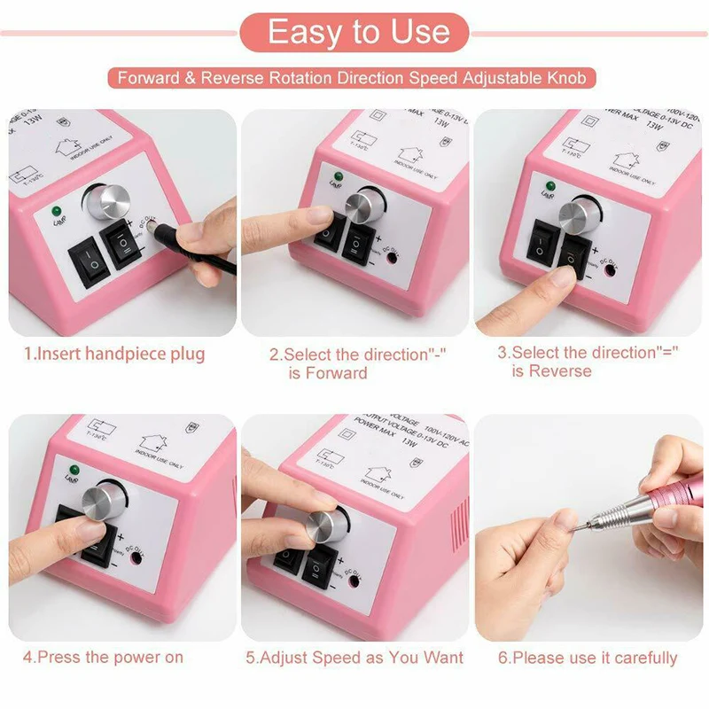 

Hot Professional Nail Drill Electric Finger Toe Manicure File Treatment Machine Nail Polisher t6