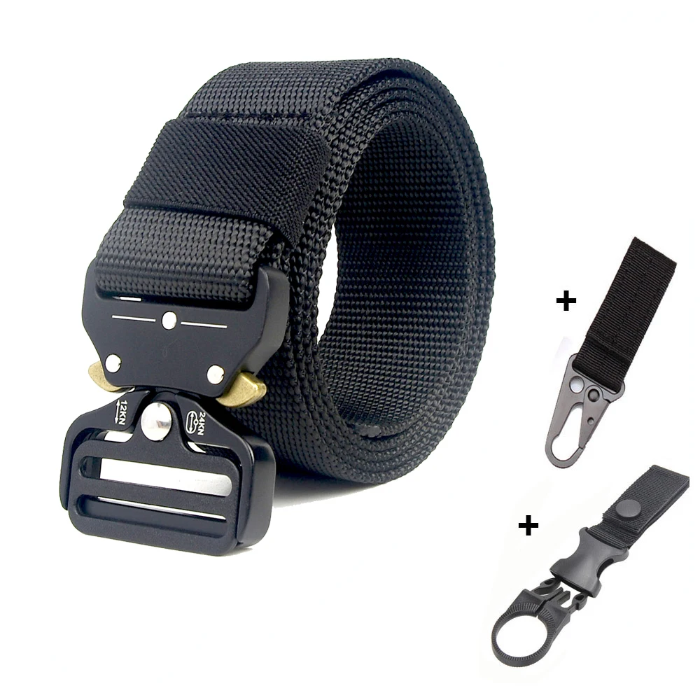 belt and 2 hook 125 135 см армейский тактический ремень Военная металлическая пряжка нейлоновый ремень армейский мужской Cinturon страйкбол Ceinture открытый тренировочный Охотничий пояс - Цвет: belt and 2 hook