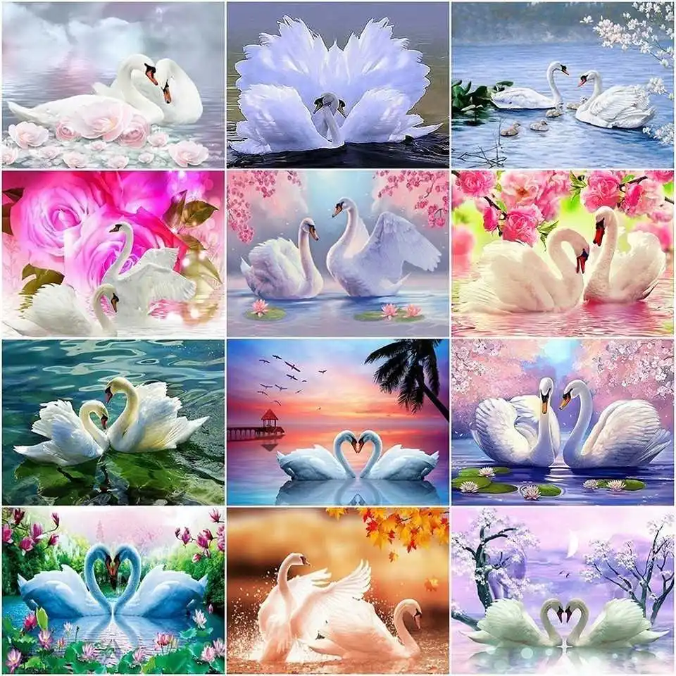

AZQSD алмазная живопись Лебедь животное DIY Алмазная мозаика полный квадратный подарок ручной работы Алмазная вышивка стразы украшение для до...