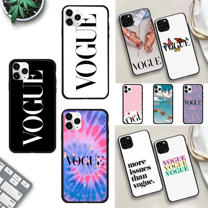 

Luxury Fashion Girl Flower butterfly VOGUE Phone Case For iPhone 13 11 8 7 6 6S Plus X XS MAX 5 5S SE 2020 XR 11 pro Funda capa
