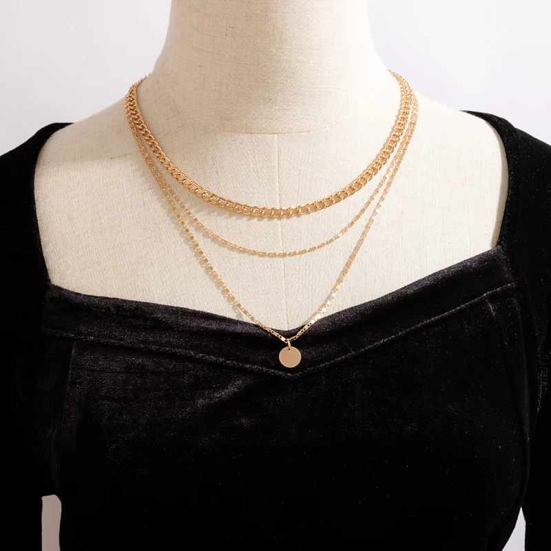 

Женское многослойное ожерелье с подвеской в виде вафли