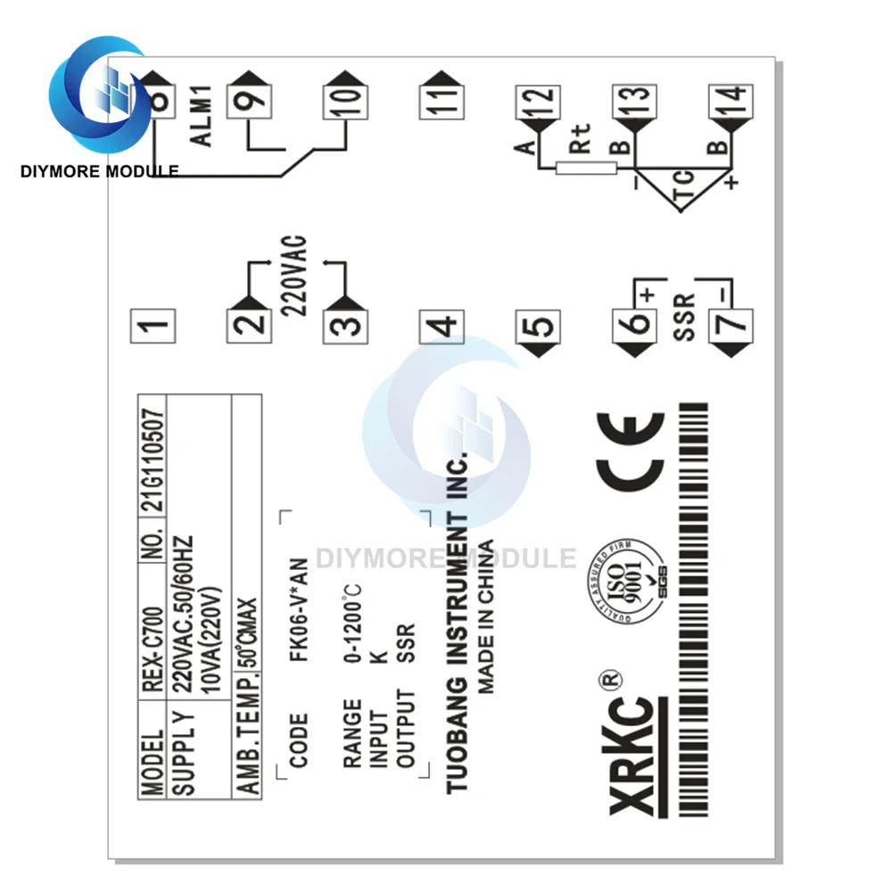 Умный регулятор температуры цифровой PID REX термопара SSR + SSR40DA 40 А Φ 220 В |