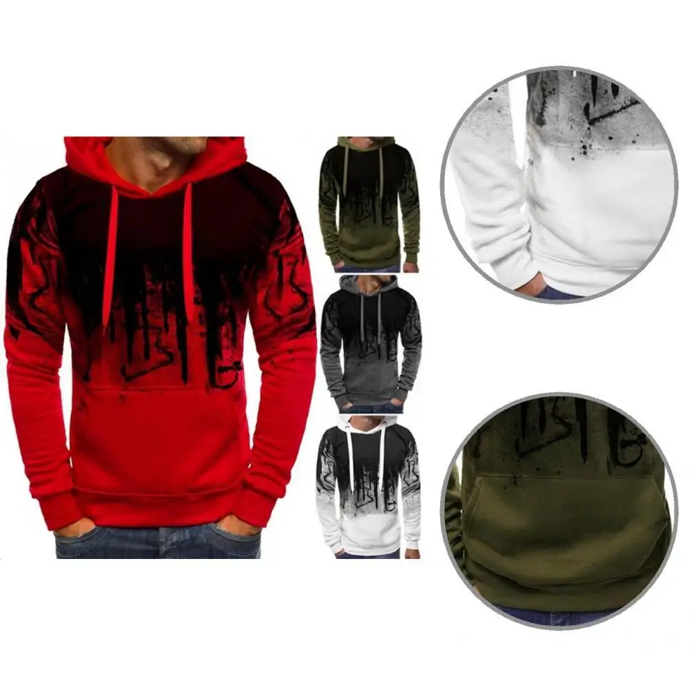 

Front Pocket Long Sleeve Skin-Touch Splashing Letter Print Stretchy Pullover Hoodie Hoodie Jumper for Work