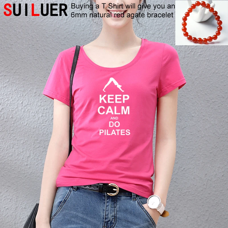 

Summer Fashion Keep Calm AND Do Pilates Women T Shirts New Printed Short Sleeve Cotton Girl T-shirt Female Clothing Tops SL-698