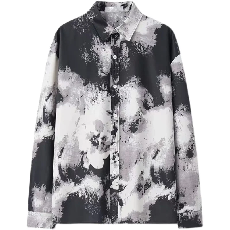 

Dark Harajuku Style Retro Graffiti Women's Blouseloose Oversize Long Sleeve Shirt Men and Women Shirt Hip Hop Streetwear Clothes