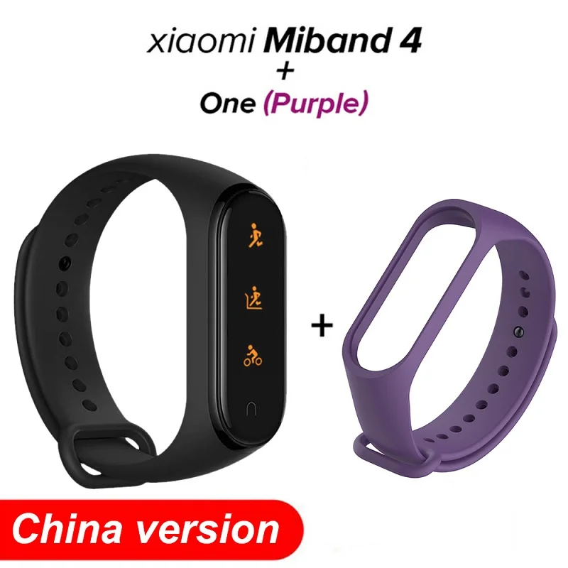add Purple Strap Глобальная версия Mi Band 4, смарт-браслеты Miband 4, браслет, пульсометр, фитнес, 135 мА/ч, цветной, Bluetooth 5,0, спортивный, водонепроницаемый браслет - Цвет: add Purple Strap