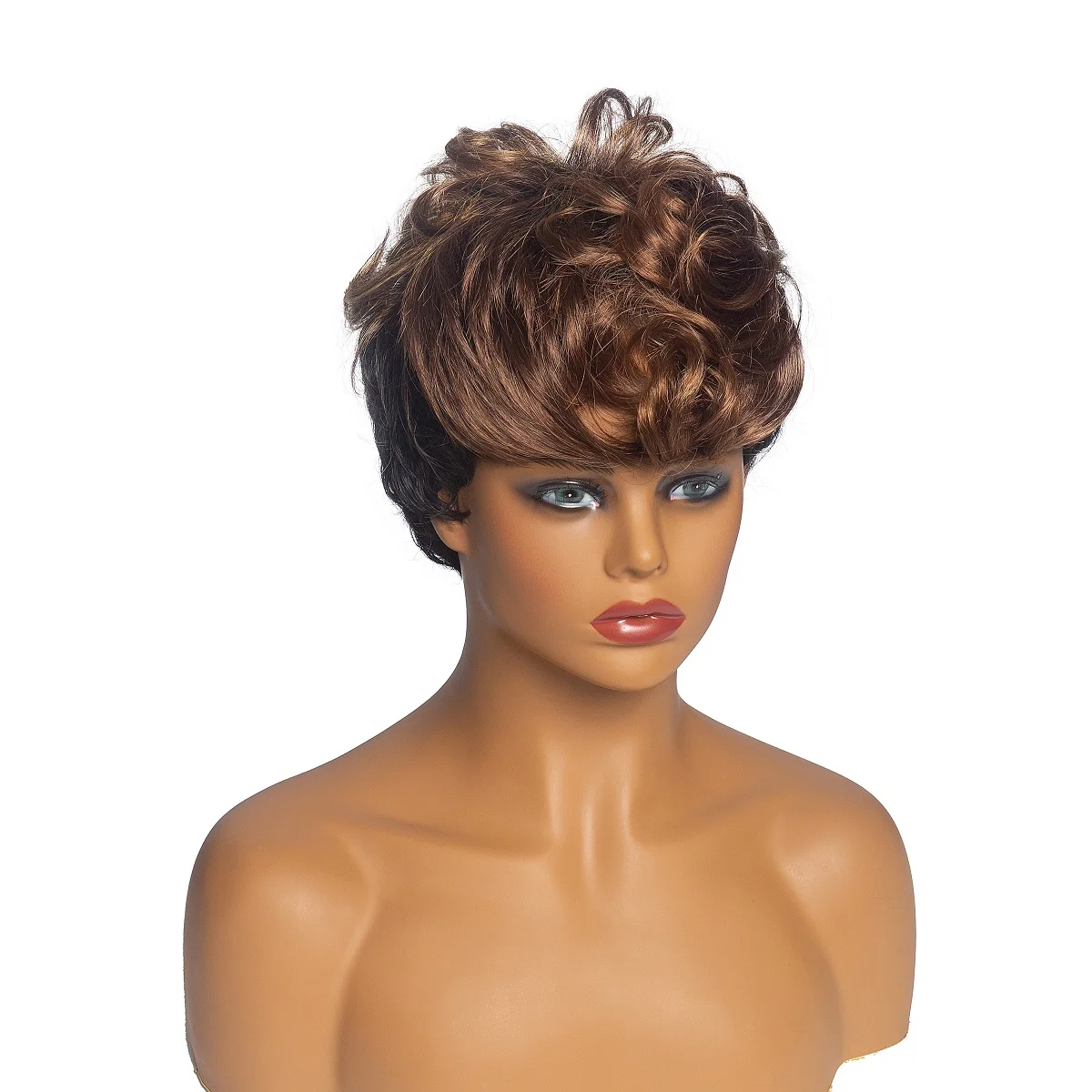 

Женские синтетические парики для черных женщин, коричневые короткие женские парики с эффектом омбре, повседневный вьющийся парик