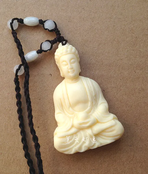 

Ivory Yak Bone Carved Sakyamuni Buddha Pendant Necklace for men and women