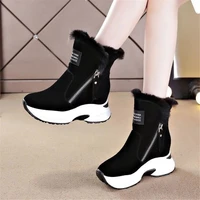 snow boots womens winter 2021 new short booties laides anti slip plush thick sole increased warm cotton shoes black gray 35 40