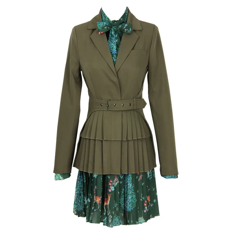 

New European station style suit coat dress two piece suit fashionable and foreign style women s dress can customized big size