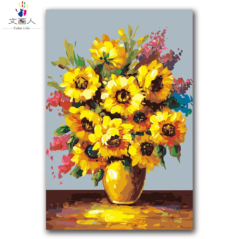 Раскраска по номерам с растительным цветком сделай сам Раскрашивание наборы для