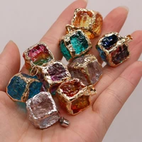 best selling new product natural stone semi precious stone square crystal pendant making diy jewelry necklace size 25x25mm gift