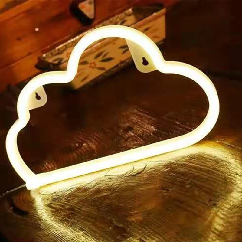 

Светодиодная неоновая вывеска в форме облака, креативный Настольный светильник для домашнего декора, ночсветильник с питанием от USB или акк...