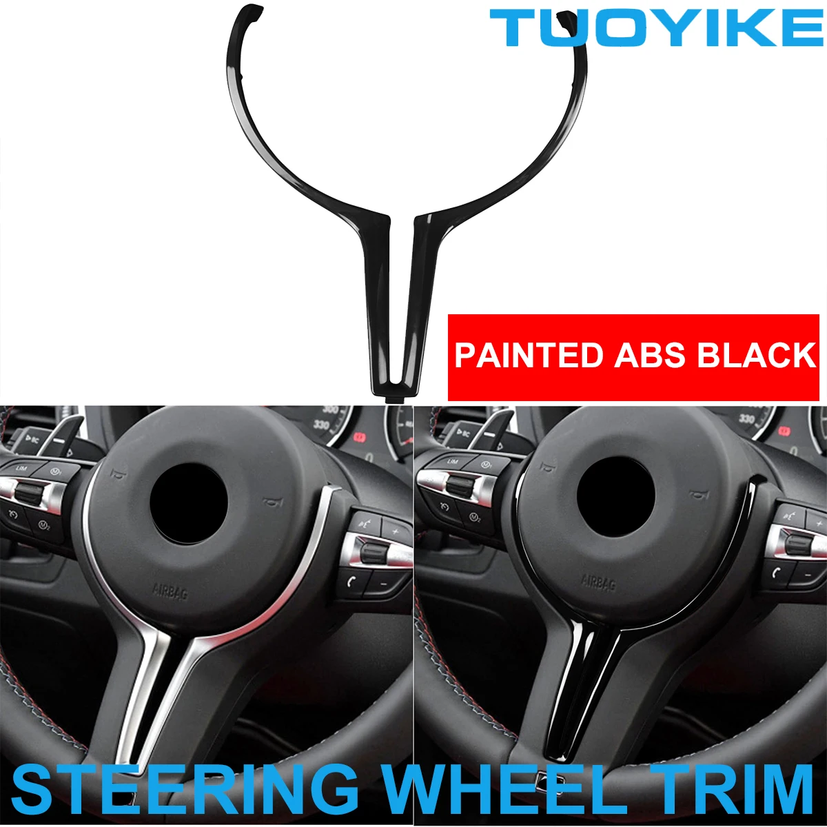 

Painted Black ABS Car Steering Wheel Trim Cover Sticker Color-Coated For BMW M2 F87 M3 F80 M4 F83 F10 M5 F06 F12 F13 M6 2014-18