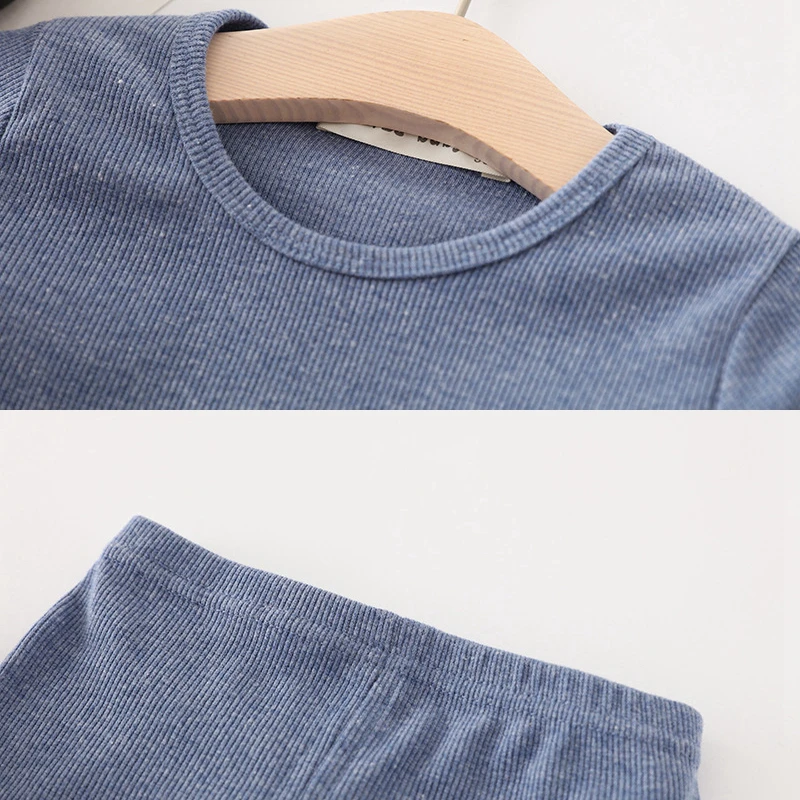 

SKHEK Kid's Ribbed Fitted Pajamas Top and Pant Set Unisex Boys Girls Clothes Autumn Winter Long Sleeve