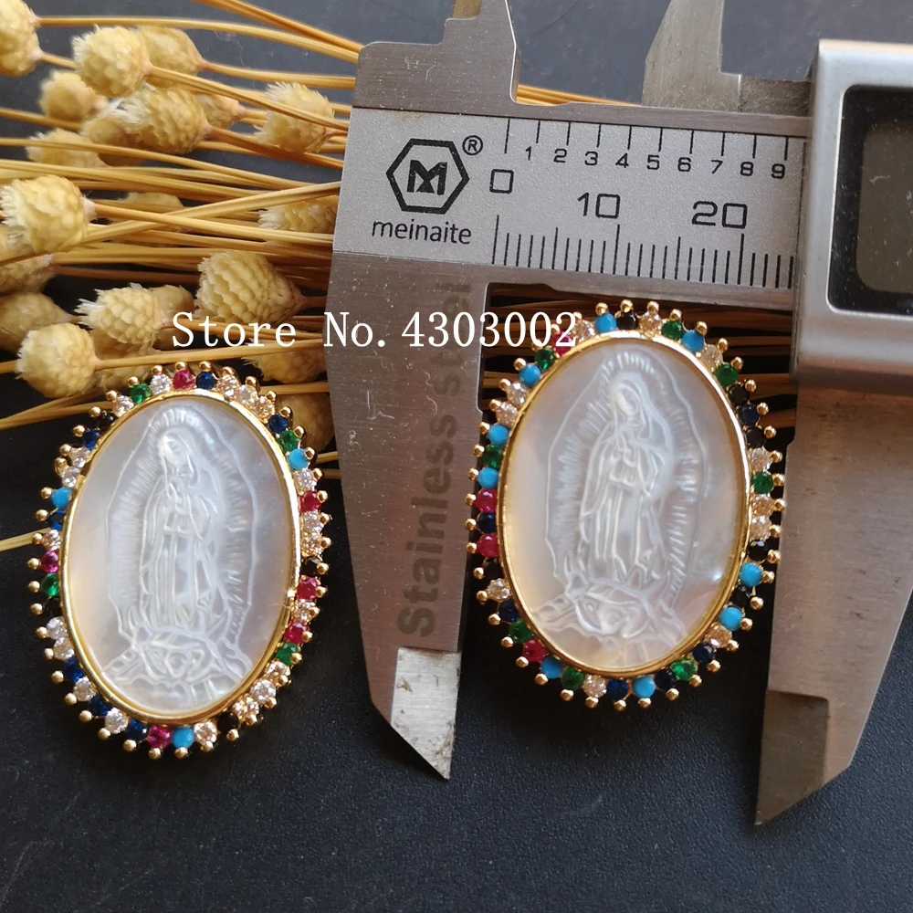20pcs/lot Natural AAA CZ Virgin of Guadalupe Mother Pearl Shell Pendant MOP Charms | Украшения и аксессуары