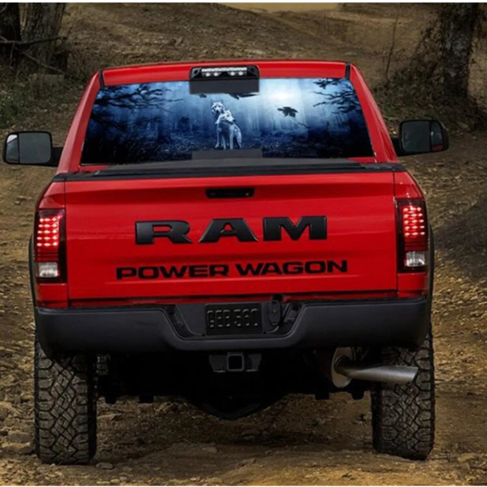 

Surprise 3D Car Rear Windshield Sticker Waterproof One Way Vision Material OEM 135x36cm Unique ORC Wolf Thriller Sticker Scary