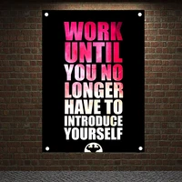 work until you no longer have to introduce yourself motivational workout posters exercise fitness banners flags gym wall decor