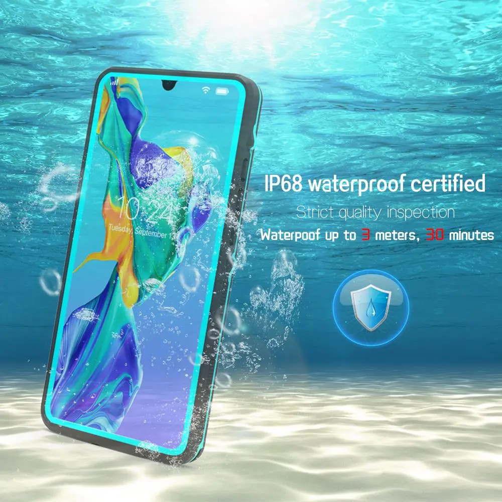 Для huawei P30 Pro Чехол IP68 Водонепроницаемый двухслойный PC + TPU 360 градусов защитный
