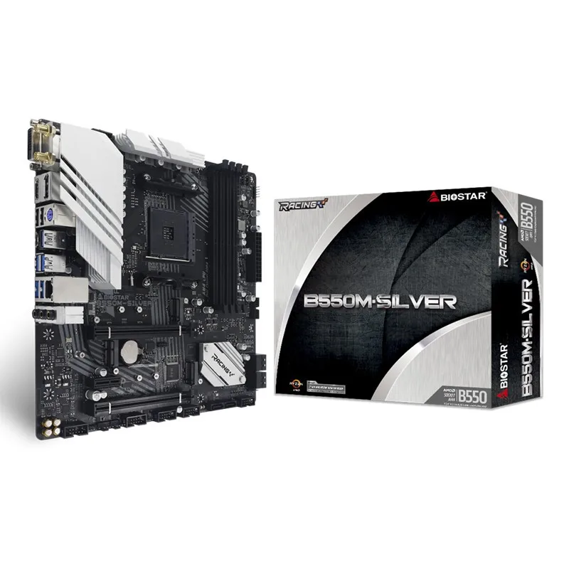 Bestellen Micro-ATX WiFi 6 PCIe M.2 4,0 AMD B550 Buchse AM4 Motherboard Für BIOSTAR B550M-SILVER Unterstützung Ryzen 5900X 5800X 3700X 3600X CPU