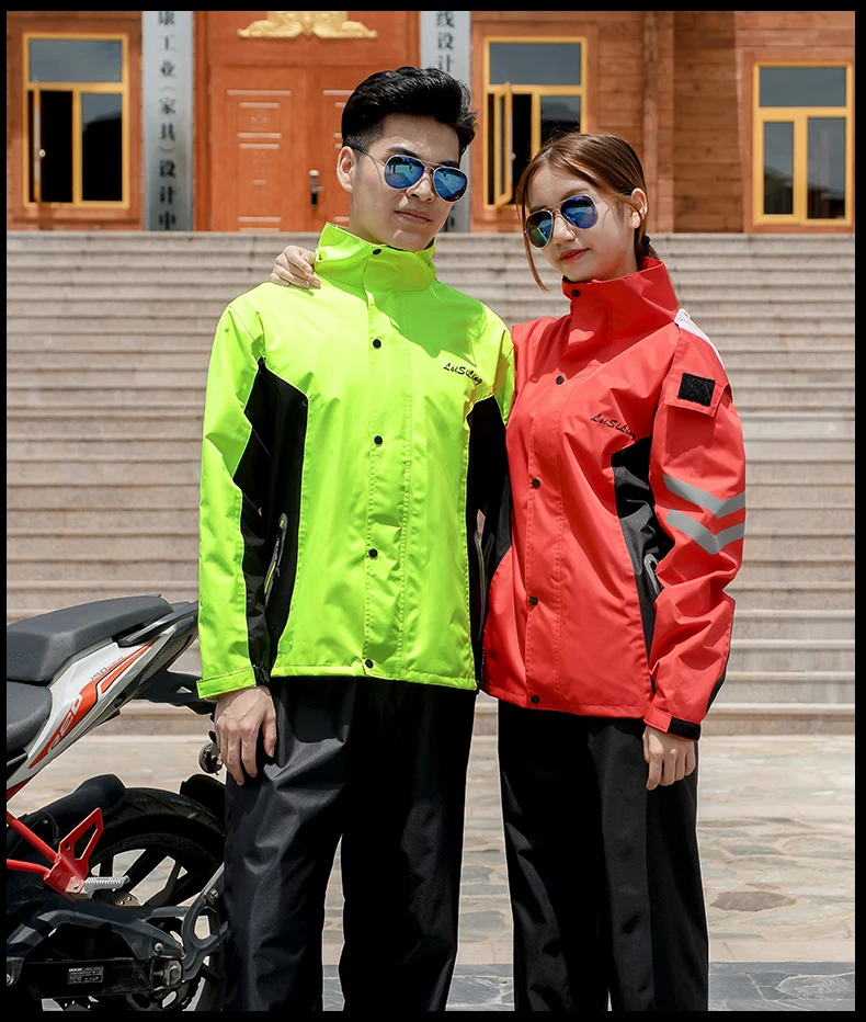 Conjunto de Capas de Chuva para Mulheres dos Homens Impermeável ao ar Ropa de Lluvia Esporte Reflexivo Motocicleta Moda Livre Bens Domésticos Dg50r