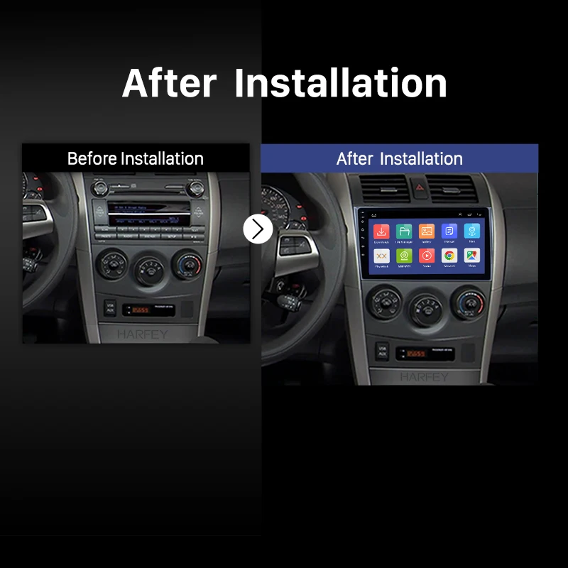 Автомобильный навигатор Harfey 9 "HD Android 0 GPS для Toyota Corolla 2006 2007 2008 2009 2010 2011 2012