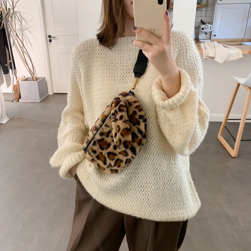 Новинка 2019 Корейская зимняя меховая сумка из натурального меха нагрудная через