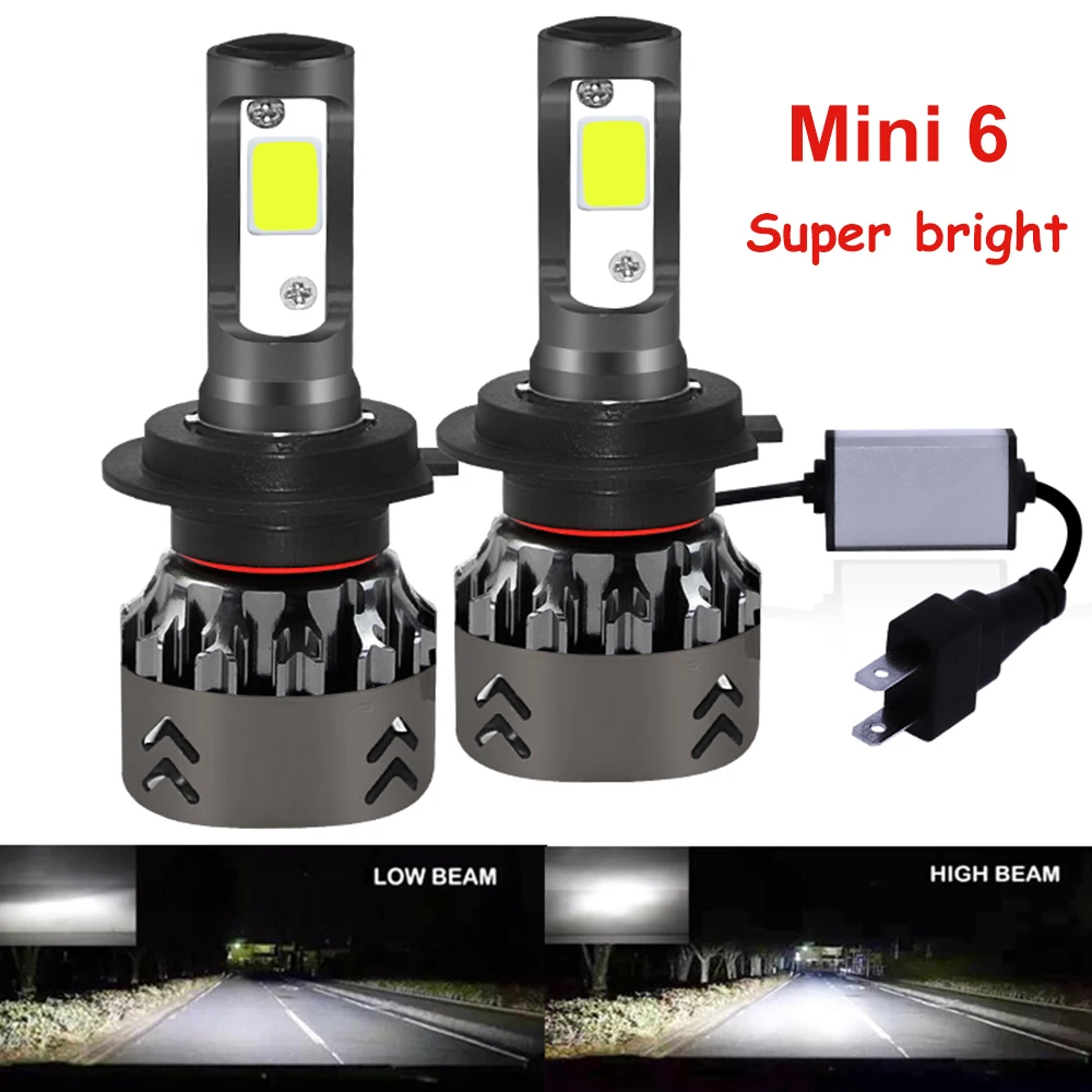 

Светодиодсветодиодный автомобильные лампы H4 H7 с COB чипом, автомобисветильник фары, светодиодсветильник мини-фары, автомобильные лампы H1 9006 ...