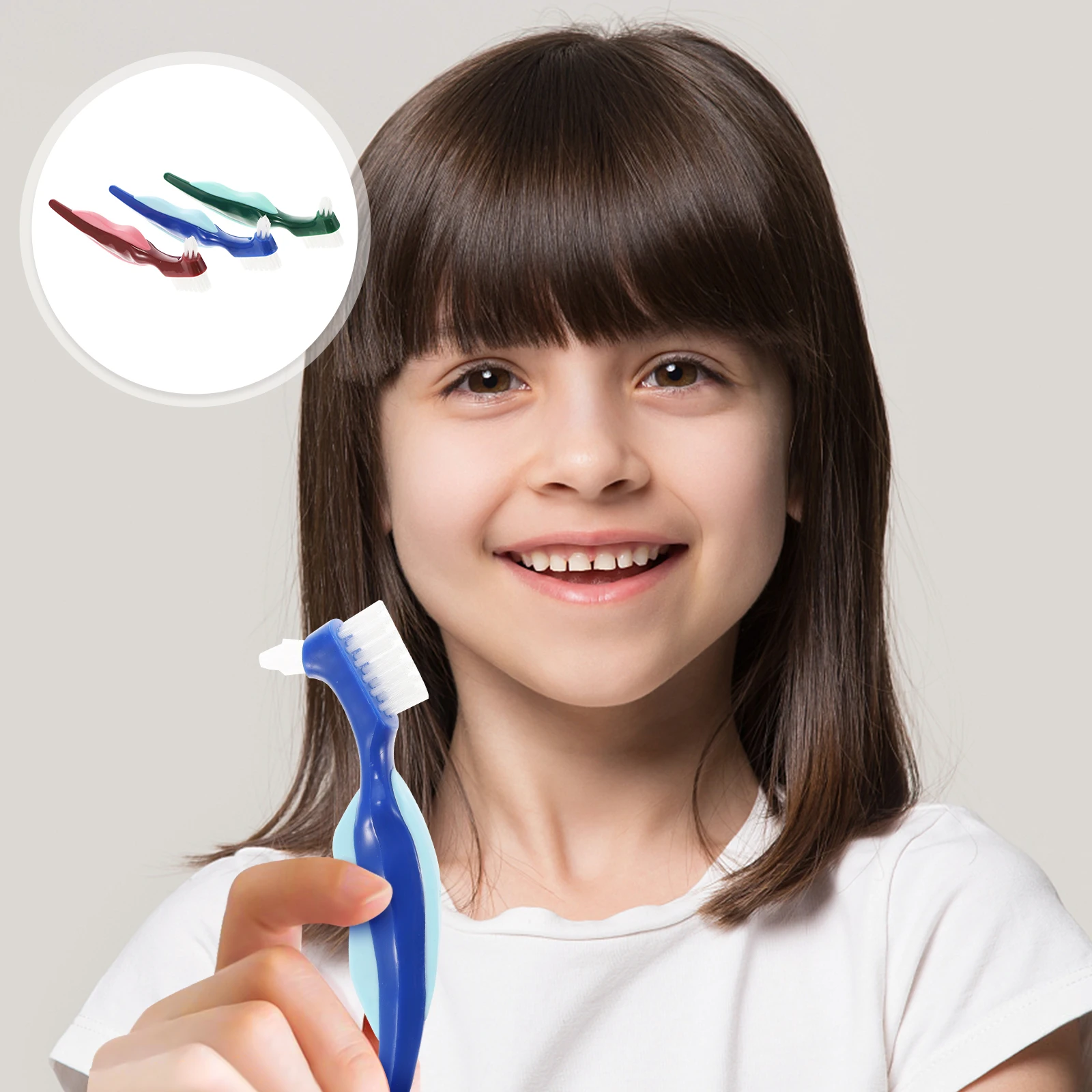 

3pcs Helpful Oral Cleaning Brushes Denture Brush False Teeth Cleaner Double Sided Toothbrushes for Home